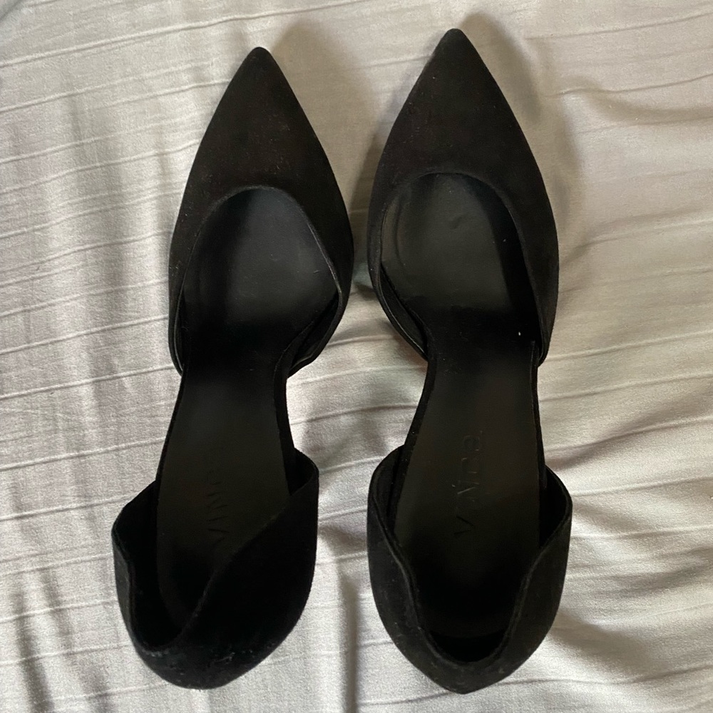 Vince black suede heels